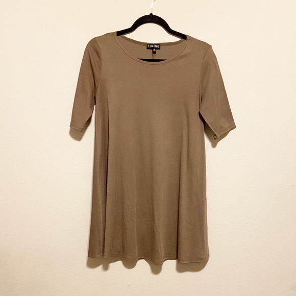 Timing Dresses & Skirts - Timing Brown Ribbed Skater Dress Size Medium